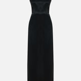 Strapless Rayon Satin Midi Dress