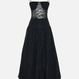 Lace Corset Balloon Skirt Midi Dress