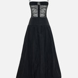 Lace Corset Balloon Skirt Midi Dress
