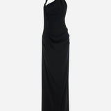 Asymmetric Draped Rayon Maxi Dress
