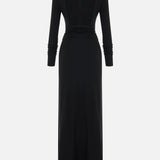 Gold Buckle Detail Long Sleeve Maxi Dress