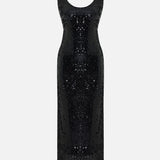 Sequin Scoop Neck Midi Dress