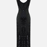 Sequin Scoop Neck Midi Dress