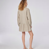 Tie-Neck Linen Mini Dress