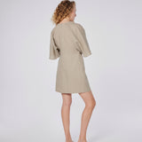 Kimono Kollu Keten Mini Elbise