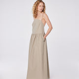 Oval-Front Linen Maxi Dress