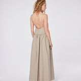 Oval-Front Linen Maxi Dress