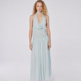 Cowl Drape Smocked Waist Dress