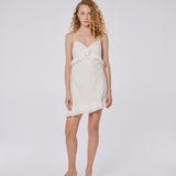 Ruffle Trim Linen Mini Dress