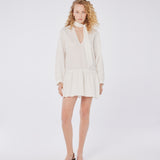 Tie-Neck Linen Mini Dress
