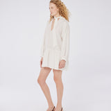 Tie-Neck Linen Mini Dress