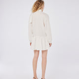 Tie-Neck Linen Mini Dress