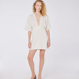Kimono Kollu Keten Mini Elbise