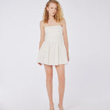 Draped Pleat Linen Mini Dress