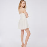 Draped Pleat Linen Mini Dress