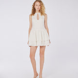 Keyhole Tiered Linen Mini Dress