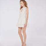 Keyhole Tiered Linen Mini Dress