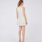Keyhole Tiered Linen Mini Dress