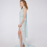 Halter Train Viscose Maxi Dress