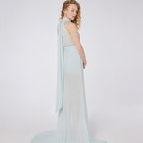 Halter Train Viscose Maxi Dress