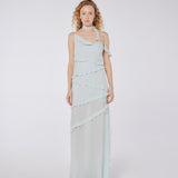 Slit Ruffle Viscose Maxi Dress