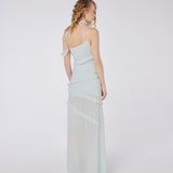 Slit Ruffle Viscose Maxi Dress