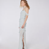 Slit Ruffle Viscose Maxi Dress