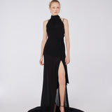 Halter Train Viscose Maxi Dress
