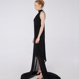 Halter Train Viscose Maxi Dress
