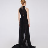 Halter Train Viscose Maxi Dress