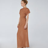 Sheer Viscose Flutter Sleeve Dress