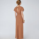 Sheer Viscose Flutter Sleeve Dress