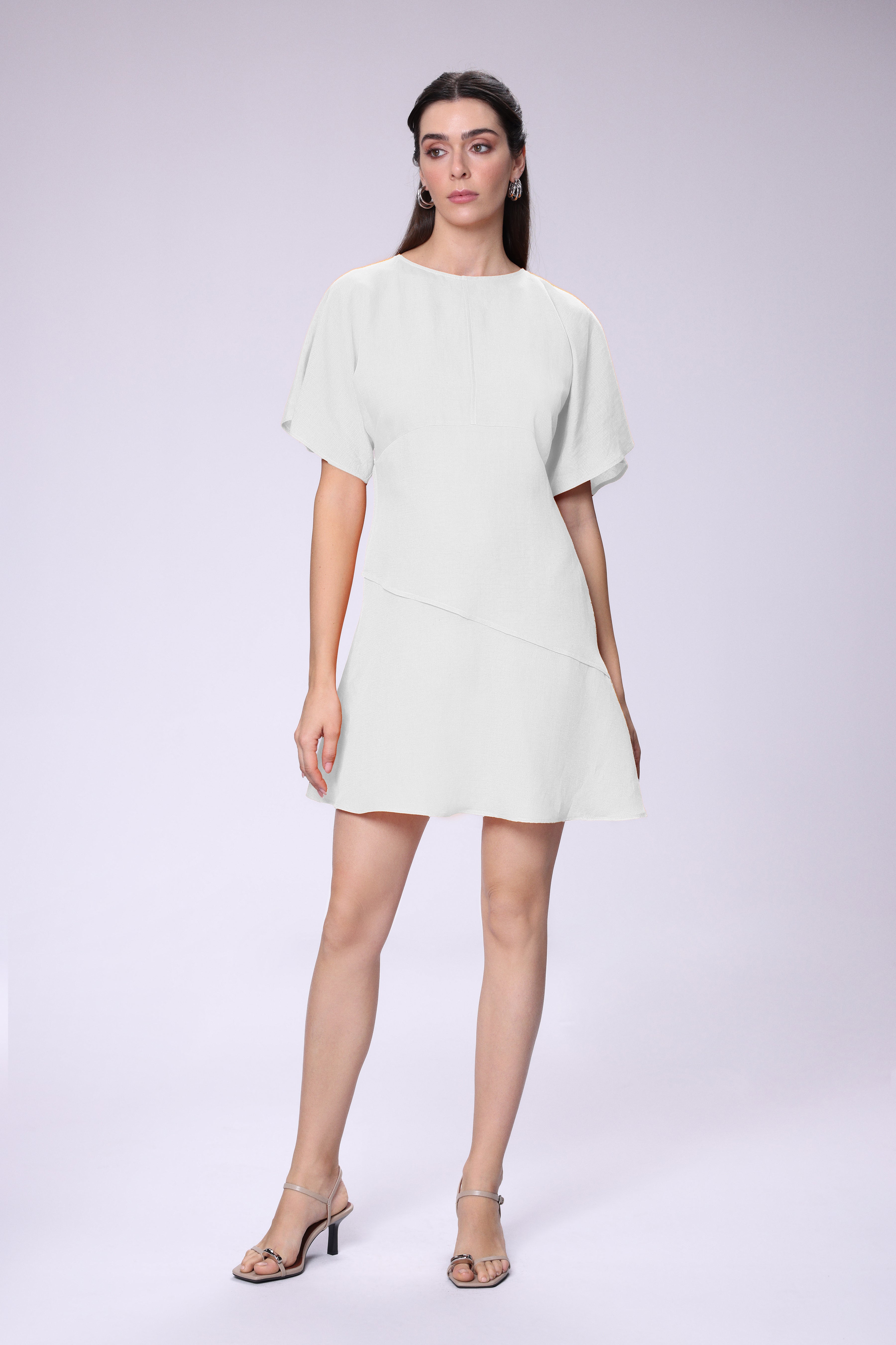 Bat Sleeve Linen Dress