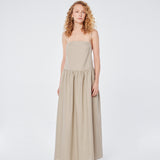 Oval-Front Linen Maxi Dress