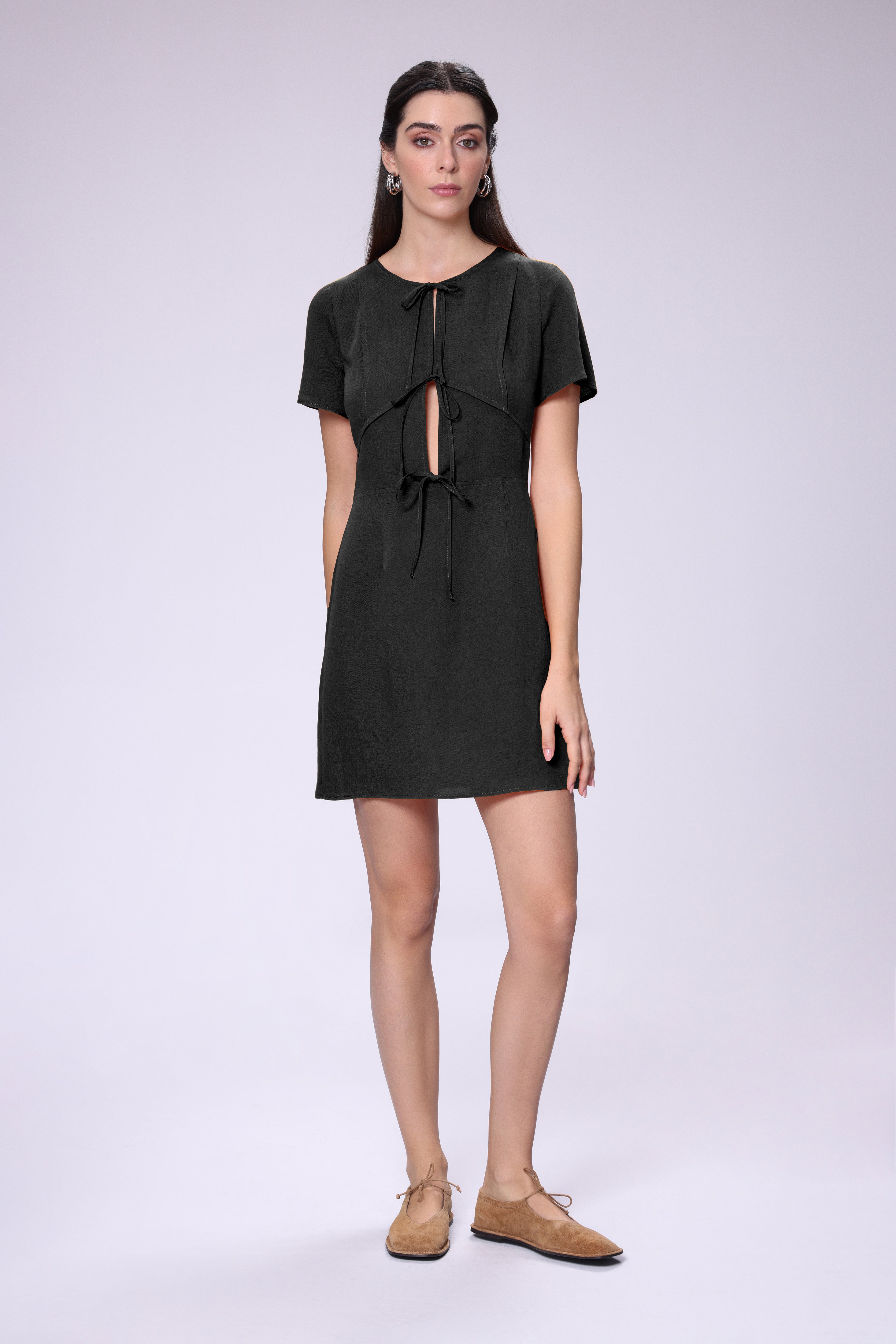 Linen Tie Front Dress